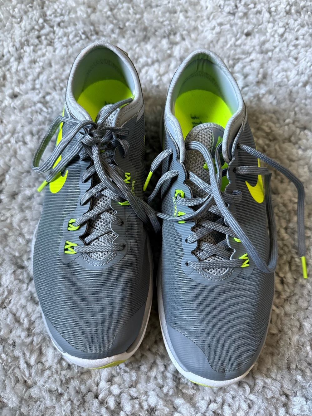 Nike Women’s Gray and Neon Yellow Athletic Running Shoes